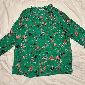 Rose & Olive Vibrant Green Floral Blouse